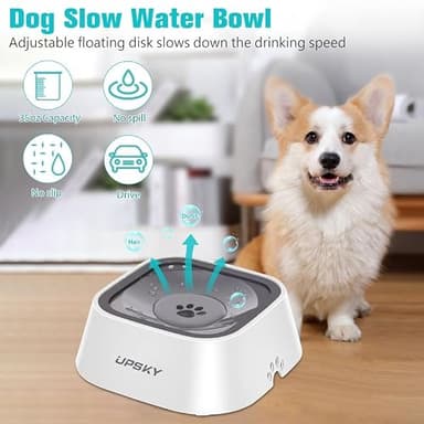 UPSKY No-Spill Pet Water Bowl, Slow Water Feeder, No-Slip Pet Water Dispenser 35oz Feeder Bowl for Dogs and Cats - Image 5