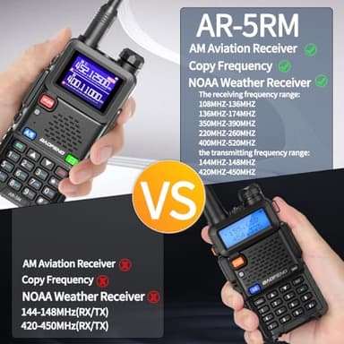 Baofeng Radio Ham Radio Long Range AR-5RM 10W Handheld NOAA Emergency Weather Radio 999CH Rechargeable Walkie Talkies with Programming Cable,USB-C Charging for Survival Gear Hunting Camping,2 Pack - Image 3