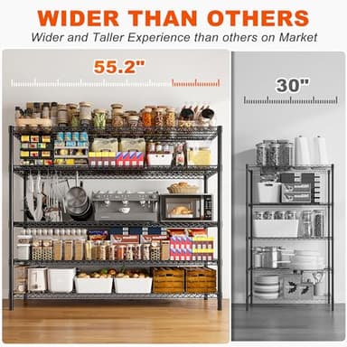 REIBII 85.7"H Storage Shelves 2998LBS Metal Shelving Units with Wheels&Feet, 5 Tier Garage Shelving Heavy Duty Adjustable Wire Shelf for Pantry Garage Commercial Industrials, 85.7"H X 55.5"W X 24.2"D - Image 8