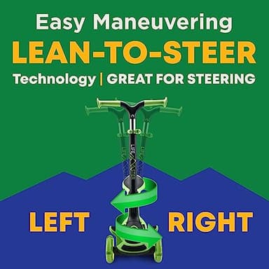 3 Wheel Scooter for Kids with Foldable Seat, Adjustable Handlebar Height, Lean-to-Steer Ride On Toy for Kids Ages 2+, Light-Up LED Wheels, Wide Anti Slip Deck, Indoor & Outdoor Use, Green - Image 3