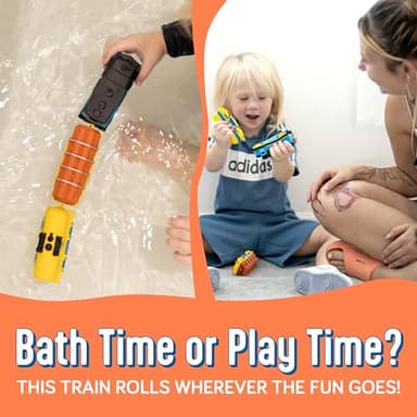 SplashEZ Train Toys for Bath | Mold Free Bath Toys for Kids & Toddlers with No Hole for Water | Train Set Ideal Size for Little Hands | Safe, Durable for Baby Tub Pool Fun for Boys Girls Ages 0 & Up - Image 4
