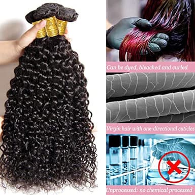 Deep Wave Human Hair Bundles, 18 20 22 Inch, 100% Unprocessed Brazilian Virgin Hair, Deep Curly, Natural Black, Wet And Wavy Bundles - 3 Pack, Style Keep Texture Silky Soft, Hair Extension - Image 5