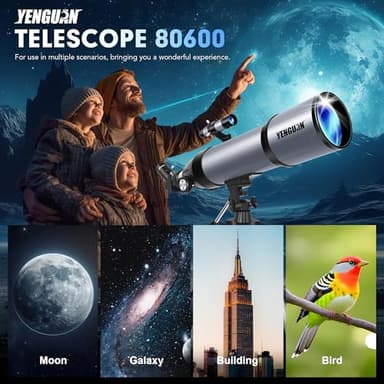 Telescope for Adults & Kids 80mm Aperture 600mm, Telescope for Adults High Powered, Beginners in Astronomy to See Planet, with Phone Adapter and Moon Filter, Carry Bag, Gray - Image 7