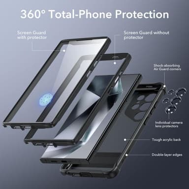 ESR for Samsung Galaxy S24 Ultra Armor Series Case, Full Body Protection Front Cover with Screen Protector and Extra Protective Front Frame, 3 Kickstand Modes, Military-Grade Protection, Black - Image 4