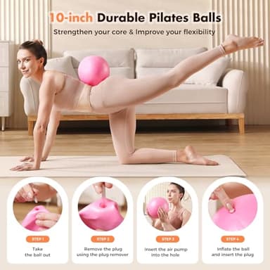 Vanlgs Pilates Kit 13Pcs Home Pilates Essentials Workout Kit with 13" Ring, 10" Ball and Resistance Bands for Women at Home Pilates Equipment Set for Beginners（Pink） - Image 3