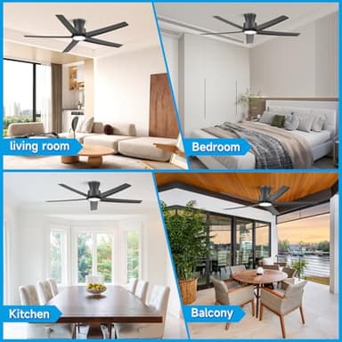 ocioc 52 inch Ceiling Fans with Lights, Large Air Volume Ceiling Fans with Reversible Quiet DC Motor and Remote（Black） - Image 9