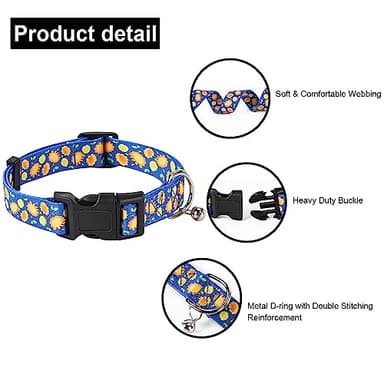 NISIYE Adjustable Dog Collar with Bell-Special Design Patterns, Ultra Comfy Soft Nylon Breathable Pet Collar for Small Medium Large Dogs - Image 5