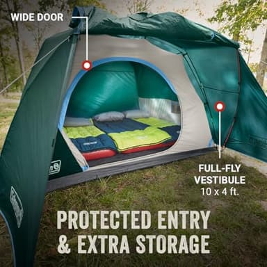 Coleman Skydome Tent with Full-Fly Weather Vestibule, Weatherproof 4/6 Person Tent Sets Up in 5 Minutes & Protects from Water, 20% More Headroom Than Traditional Shelters - Image 3