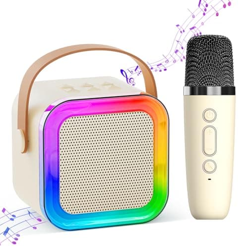 Mini Karaoke Machine for Kids Adults,Portable Bluetooth Speaker, 1-2 Wireless Microphones with Fun Voice Changing Function-Toys for 5 6 7 8 9 10 Year Old Girl Boys Birthday Gifts Ideas - Image 1