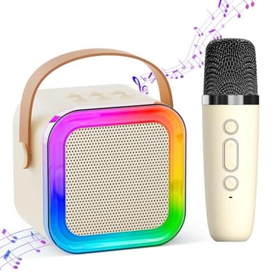 Mini Karaoke Machine for Kids Adults,Portable Bluetooth Speaker, 1-2 Wireless Microphones with Fun Voice Changing Function-Toys for 5 6 7 8 9 10 Year Old Girl Boys Birthday Gifts Ideas - Image 1
