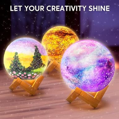 Klever Kits DIY 3D Moon Night Light, Paint Your Own Moon Lamp Kit Galaxy Lamp Arts and Crafts Kit, School Activities, Birthday Gifts for Kids Girls Boys - Image 4