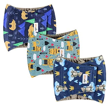 Grecle Reusable Dog Diapers Male 3Pcs, Premium Washable Belly Bands for Male Dogs Medium, High Absorbing Male Dog Wraps for Doggie & Puppy in Incontinence, Excitable Urination and Training (Bear, M) - Image 2