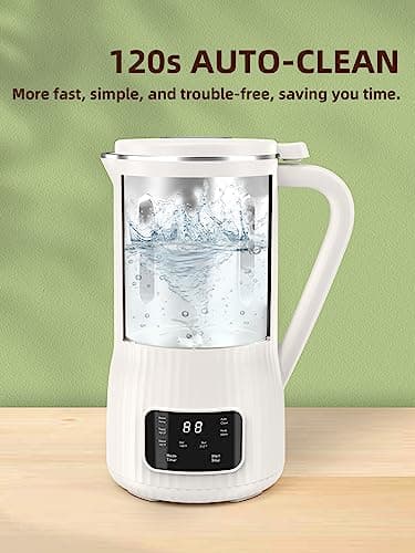 BUAIAHUG 20oz Nut Milk Maker Machine - Multi-Functional Automatic Almond with 10 Blades, Plant-Based, Oat, Soy, and Dairy Free Beverages 12 Hours Timer/Auto-clean/Room Temp/Keep Warm/Boil, White - Image 5