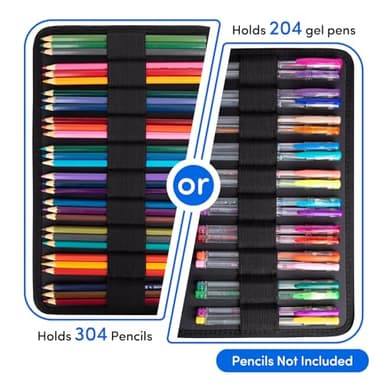 YOUSHARES 300 Slots Color Pencil Case - Pen Case Organizer with Handy Wrap & Zipper, Multilayer Holder for Prismacolor Colored Pencils & Gel Pen (Colorful) - Image 5