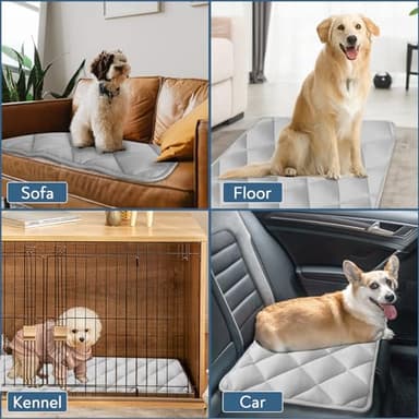 Magik & Kover Dog Crate Pad 2 Pack (48" x 30"), Soft Dog Crate Mat with Anti-Slip Bottom, Machine Washable Kennel Pad, Fits 48 Inch Crate, Grey - Image 7