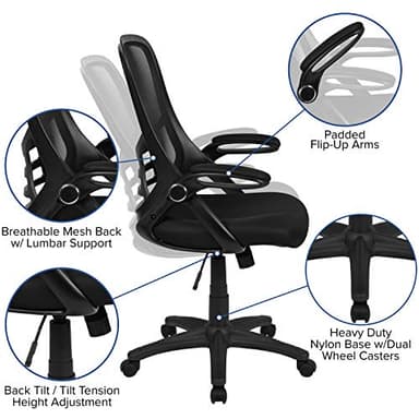 Flash Furniture Porter High Back Black Mesh Ergonomic Swivel Office Chair with Black Frame and Flip-up Arms - Image 13