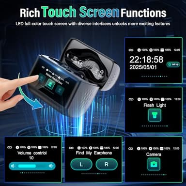 ZYHKON Wireless Earbuds, Bluetooth 5.4 Headphones with Multifunction Touch Screen, 48H Deep Bass Stereo Ear Buds, 5 EQ Modes, ANC/ENC Noise Cancelling, Transparency Mode, IPX7 Bluetooth Earbuds, Black - Image 3