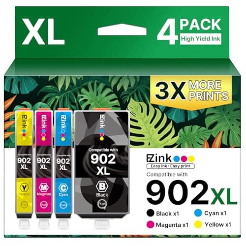 E-Z Ink Compatible 902 902XL Ink Cartridges for HP Printers Replacement for HP 902XL Ink Cartridges Combo Pack 4 Pack for Officejet Pro 6978 6968 6960 6970 Officejet 6951 6954 6956 6958 Printer - Image 1