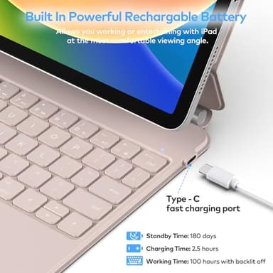 runelk Keyboard Case for iPad 10th Generation 2022 & 11th (A16, 2025) – Magic-Style Keyboard with Multi-Touch Trackpad – Floating Cantilever Stand – Magnetic Case for iPad 10.9 inch 10th / 11th Gen. - Image 9