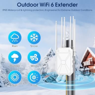 AX3000 WiFi Extender Signal Booster Outdoor WiFi 6 Extender, Wireless Gigabit Access Point Outdoor, IP67 Weatherproof, Passive PoE, for Starlink, Garage, Farm, Yard, RV, Campsite - Image 2