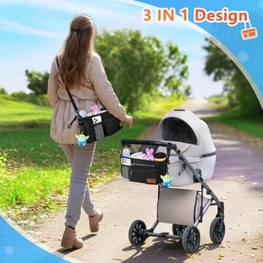 Christmas Stocking Stuffers White Elephant Gifts for Adults: Guiseapue Universal Stroller Organizer with Cup Holder, Stroller Caddy with Shoulder Strap, Baby Accessories Fit Uppababy, Baby Jogger - Image 8