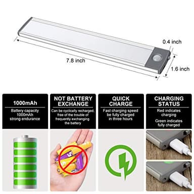 LEPOTEC 30-LED Motion Sensor Cabinet Light,Magnetic Motion Activated Under Counter Closet Lighting, Wireless USB Rechargeable Kitchen Cupboard Night Lights,Motion Activated Light Bar-2Pack - Image 2