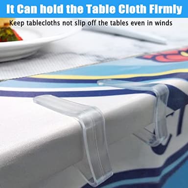 Kitnish 32 Pcs Tablecloth Clips,Clear Plastic Tablecloth Clips, Plastic Table Cloth Hold Down Clips Table Cloth Holder for Meeting Party Indoor Outdoor Events - Image 7