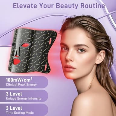 Lovsheme LED Face Mask Light Therapy - Professional Grade Skincare at Home – Red Light Therapy for Face for Acne, Wrinkles, Skin Rejuvenation – 3 Light Modes - Remote Control - includes Eye Protection - Image 5