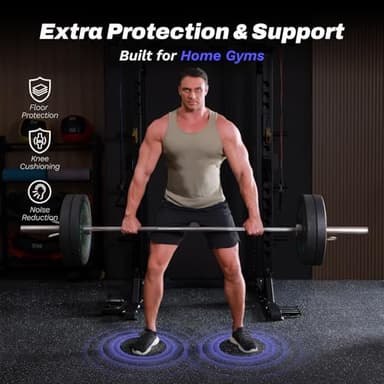 AIRHOP 0.56in Thick 48 Sq Ft Exercise Equipment Mats, 12 Tiles Upgraded Rubber Top with High Density EVA Foam, Large Interlocking Puzzle Gym Flooring for Home Gym, Heavy Weight Workout, 24 x 24in - Image 3