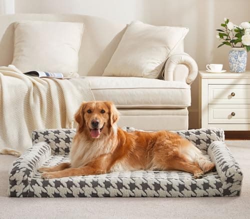 FURTIME Orthopedic Dog Beds Large Sized Dog, XL Washable Memory Foam Pet Couch Bed with Removable Washable Cover, Non-Slip Bottom with Bolster Sides, Grey - Image 1