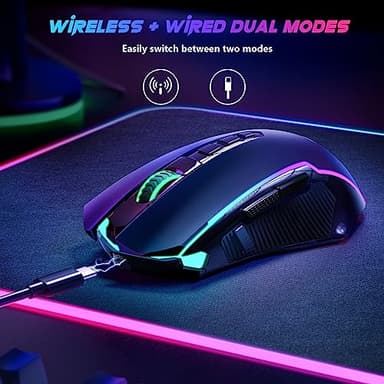 Redragon Gaming Mouse, Wireless Mouse Gaming with 8000 DPI, PC Gaming Mice with Fire Button, RGB Backlit Programmable Ergonomic Mouse Gamer, Rechargeable, 70Hrs for Windows, Mac Gamer, Black - Image 5