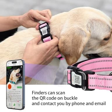 Dog Collar with QR Code, Reflective Pet Collar, Soft Neoprene Padded & Safety Locking Buckle Adjustable Dog Collar for Small Dogs(Pink,S) - Image 2