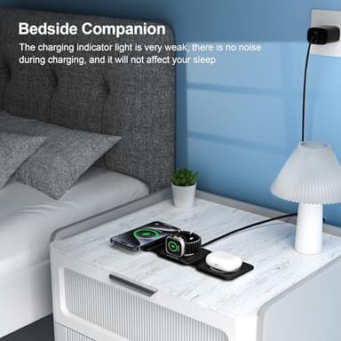 UCOMX 3 in 1 Charging Station for Multple Devices,Foldable 3 in 1 Wireless Charger for Travel,Nano Wireless Charging Station for iPhone16 15 14 13 12 Pro Max/Watch 10 9 8 7 6 5 4 3 Ultra/AirPod Pro - Image 6