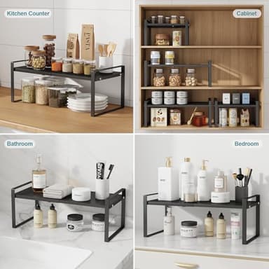 Aiusafacai Cabinet Shelf Expandable Cupboard Under Sink Countertop Organizer Riser Rack for Kitchen Pantry Home Organization Extra Storage Space Saver Heavy Duty - Image 2