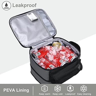 MIER Expandable Lunch Bag Insulated Lunch Box for Men to Work Travel Portable Lunchbox Bags with Shoulder Strap and Water Bottle Holder(Grey/Orange) - Image 5