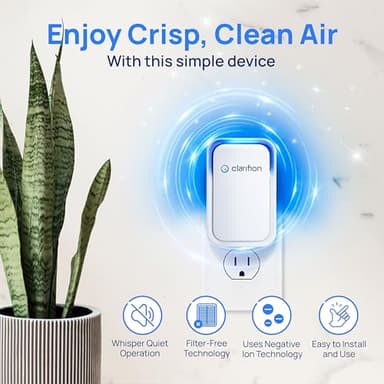 Clarifion - Air Ionizers for Home (3 Pack), Negative Ion Filtration System, Quiet Air Freshener for Bedroom, Office, Kitchen, Portable Air Filter Odor, Smoke Dust, Pets, Eliminator, Mini Air Cleaner - Image 2