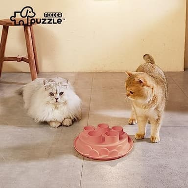 Puzzle Feeder Mat, Slow Feeder for Good Cat Eating Habits, Interactive Cat Toys, Pink - Image 6