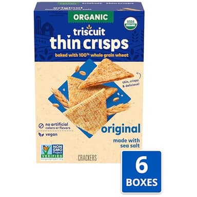 Triscuit Organic Original Whole Grain Wheat Crackers, Organic Crackers, Vegan Snacks, Bulk Lunch Snacks, 6 - 6.5 oz Boxes - Image 4