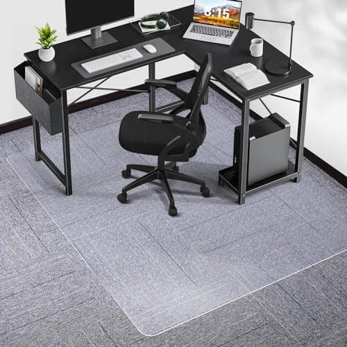 Chair Mat for Carpet, SALLOUS 46" x 60" Office Chair Mat for Carpeted Floors, Heavy Duty Vinyl Floor Mat with Grips, Floor Protector Computer Desk Mat for Home Office (Clear, Rectangular) - Image 1