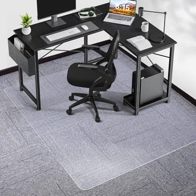 Chair Mat for Carpet, SALLOUS 46" x 60" Office Chair Mat for Carpeted Floors, Heavy Duty Vinyl Floor Mat with Grips, Floor Protector Computer Desk Mat for Home Office (Clear, Rectangular) - Image 1