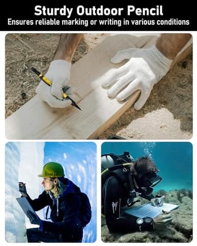 Four Candies 3PCS 1.3mm Mechanical Pencil Set with Case, Metal Heavy Duty Carpenter Pencils with 72 Refill(Red,Black,Yellow) 3Eraser, 16Eraser Refill, Weatherproof Body Outdoor Woodworking Marking - Image 8