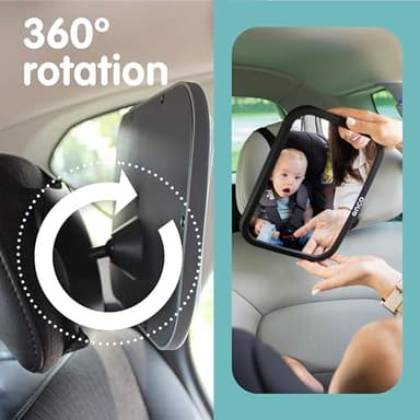 Onco Baby Car Mirror Rear Facing - Double Award-Winning Convex Car Mirror for Baby, 100% Shatterproof & Shakeproof with 360° Rotation, Newborn Essentials (9.6 x 6.9 in) - Image 7