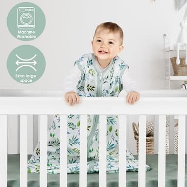 BSTOPPT 3 Pack Baby Sleep Sack 18-24 Months 100% Rayon Cotton Baby Sleeping Bag 2-Way Zipper Toddler Wearable Blankets Comfy Stretchy Lightweight TOG 0.3 （Banana&leaf&green） - Image 5