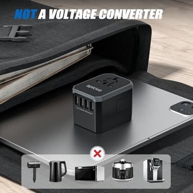 EPICKA Universal Travel Adapter, European Travel Plug Adapter (Not a Voltage Converter) - International Power Adapter Worldwide Charger with USB-C & 4 USB-A Ports, Travel Essentials (TA-105, Grey) - Image 5