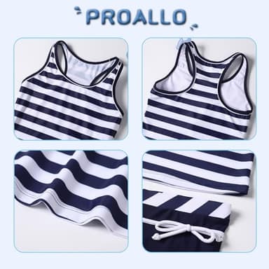 PROALLO Girls Bathing Suits Two Piece Vest Style Swimsuit with Boyshort Tankini Swimwear - Image 3