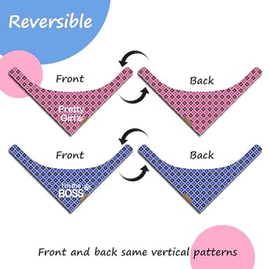 Raisingwell Birthday Bandanas 2 Pack, 4 Pattern Reversible Blue and Pink for Boy and Girl Dogs - Triangle Scarf for Medium to X-Large Breeds - Dog Birthday Gift (Large) - Image 3