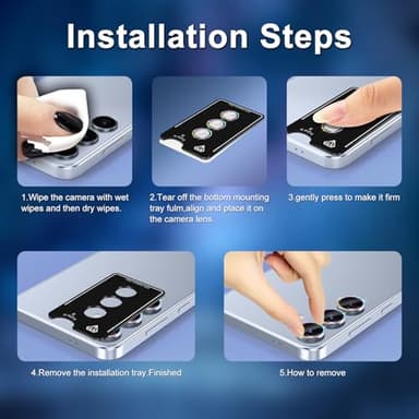 Avocase for Samsung Galaxy S25 Camera Lens Protector, Individual Metal Ring Tempered Glass Lens Cover, [Strong Adsorption] Scratch Resistant Ultra-Thin HD Clear Lens Cover, 1 Set-Colorful Sparkly - Image 6