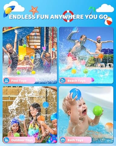 Water Balloons Reusable Splash Ball, Latex-free Water Bomb Pool Toys, No Tying Easy Quick Fill, Magnetic Self-sealing Water Balls for Kids & Adults All Ages Summer Fun Outdoor Party Games - Image 8