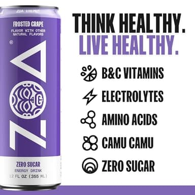 ZOA Zero Sugar Energy Drinks, Variety Pack - Sugar Free with Electrolytes, Healthy Vitamin C, Amino Acids, Essential B-Vitamins, and Caffeine from Green Tea - 12 Fl Oz (12-Pack) - Image 3