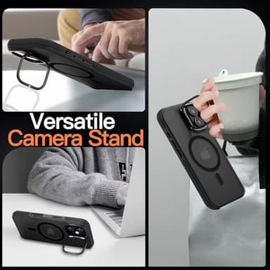Yzoiko Magnetic case for iPhone 16 [10Ft Military-Grade Protection] Built-in Camera Stand Phone case, Compatible with fit MagSafe Shockproof Slim Thin Cover 6.1 inch,Black Bumper Stand - Image 5